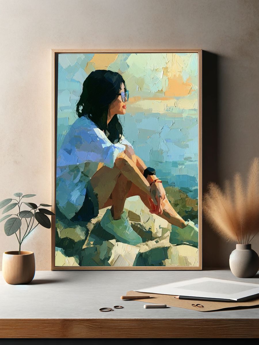 Seaside Woman Portrait Print. — room view 2