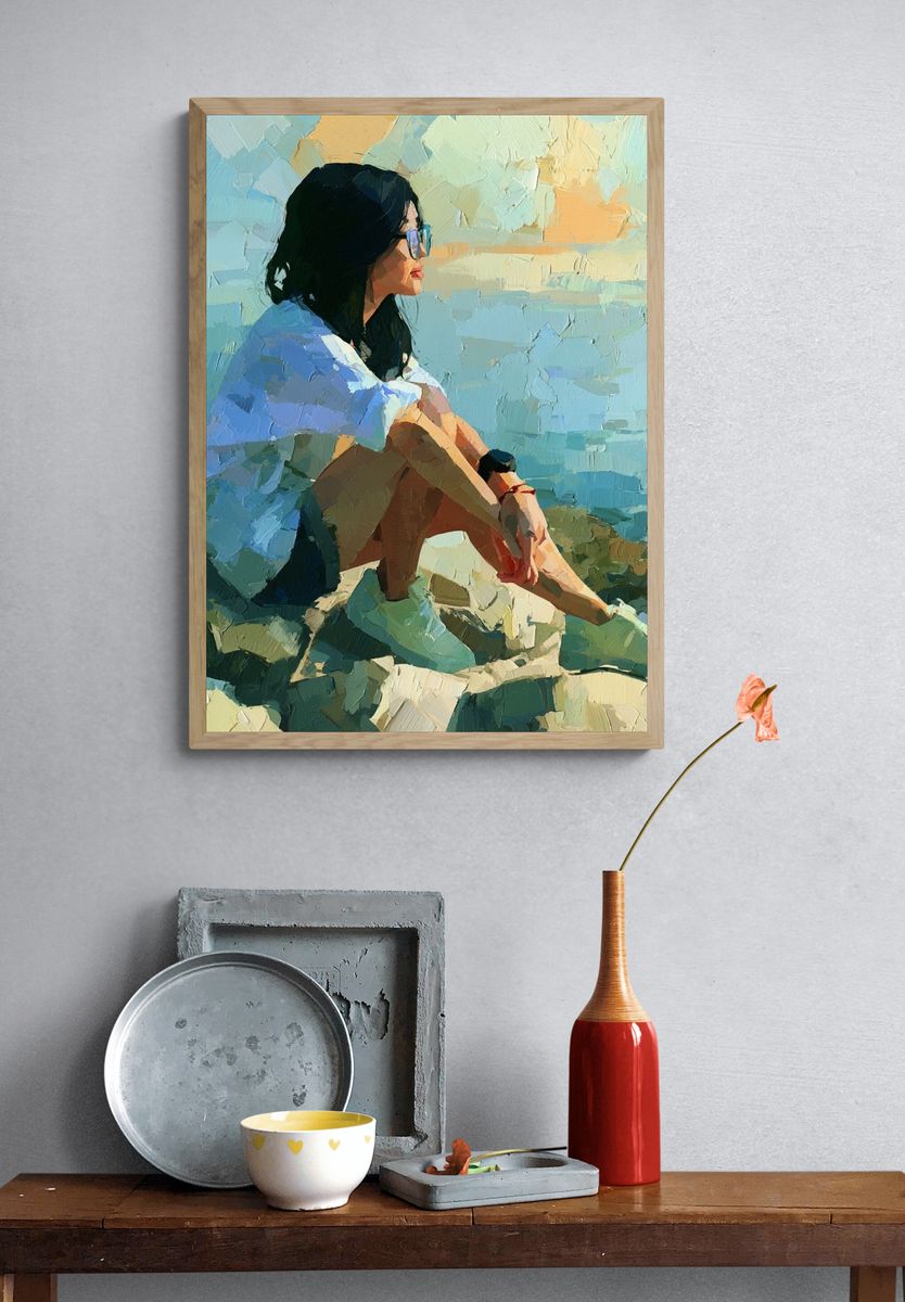 Seaside Woman Portrait Print. — room view 3