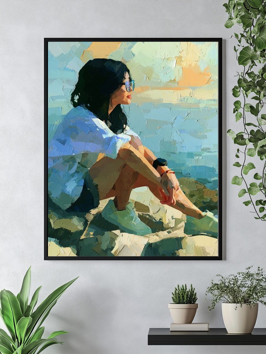 Seaside Woman Portrait Print. — room view 4