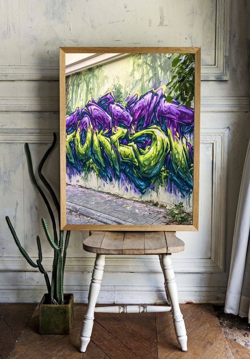 Neon Graffiti Abstract Print. — room view 1