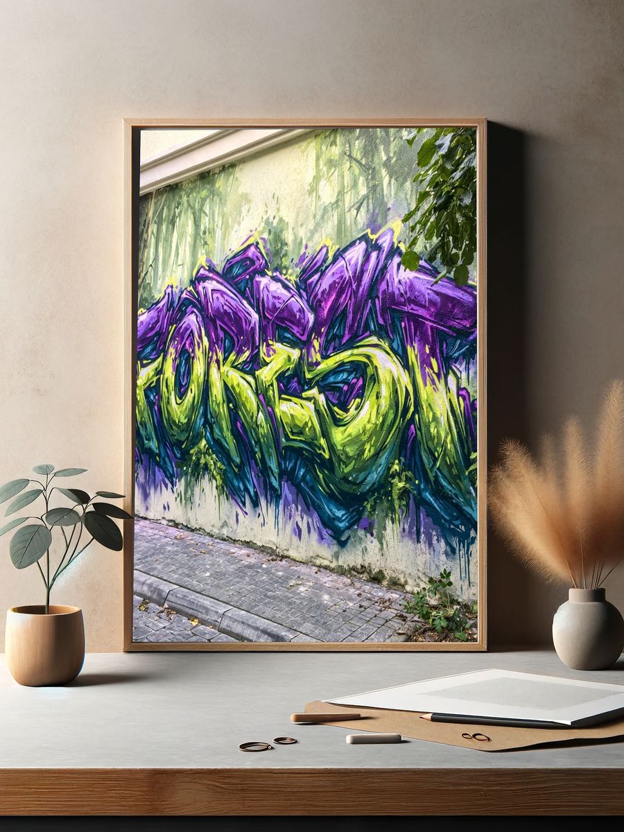 Neon Graffiti Abstract Print. — room view 2