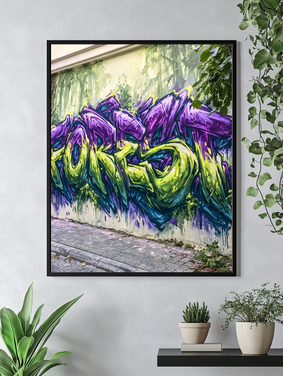Neon Graffiti Abstract Print. — room view 4