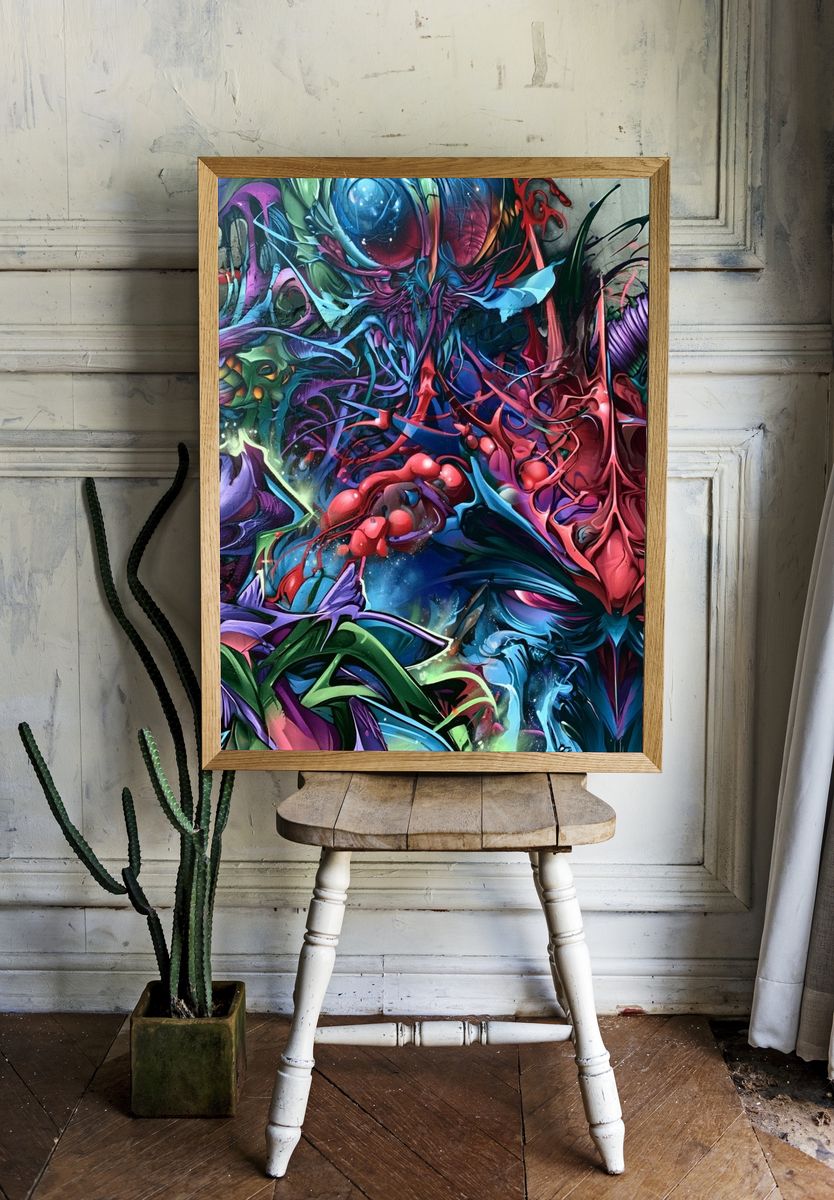 Neon Graffiti Mask Poster. — room view 1