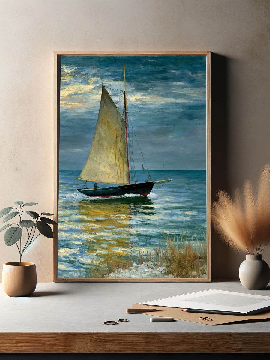 Sailboat at Sea Fine-Art Print. — room view 2