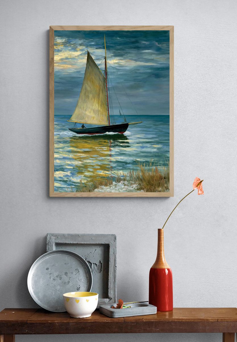 Sailboat at Sea Fine-Art Print. — room view 3