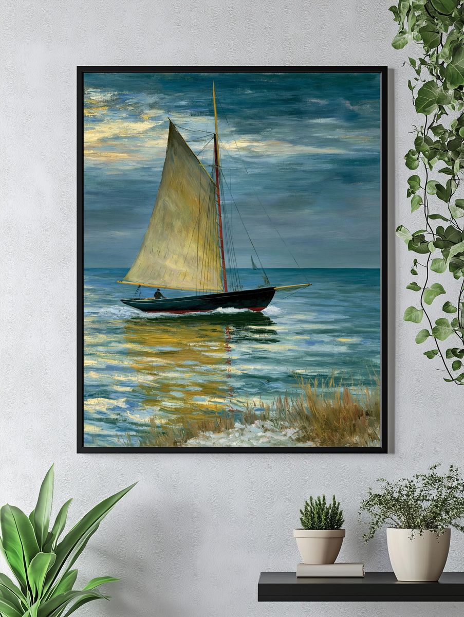 Sailboat at Sea Fine-Art Print. — room view 4