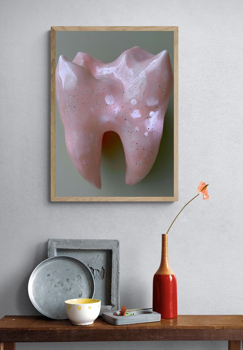 Pink Ceramic Tooth Poster. — room view 3