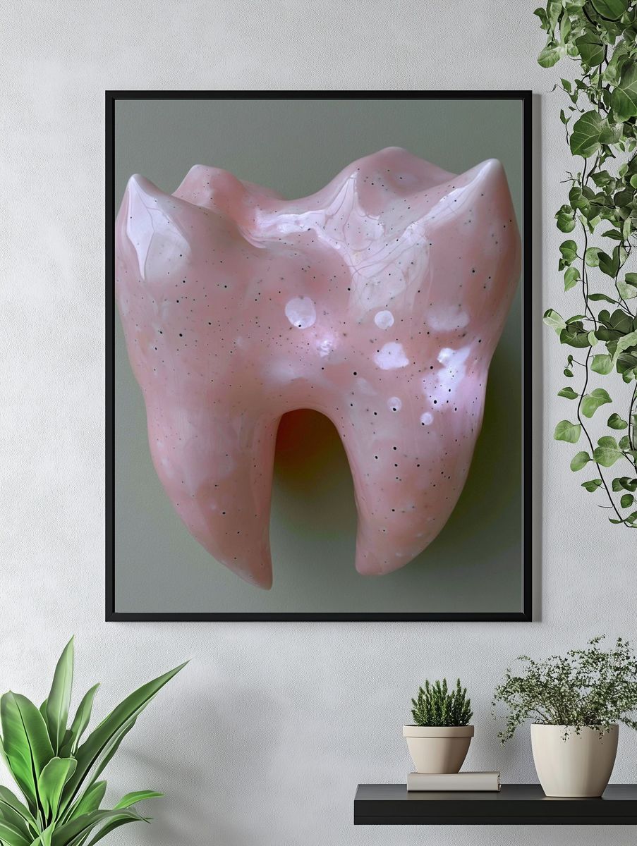 Pink Ceramic Tooth Poster. — room view 4