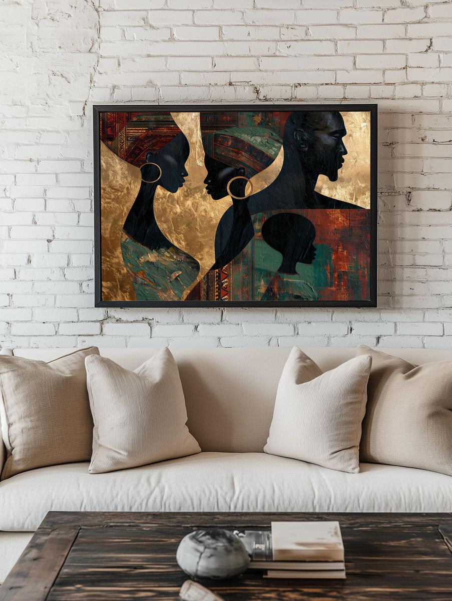 Afro Silhouettes Collage Poster. room preview