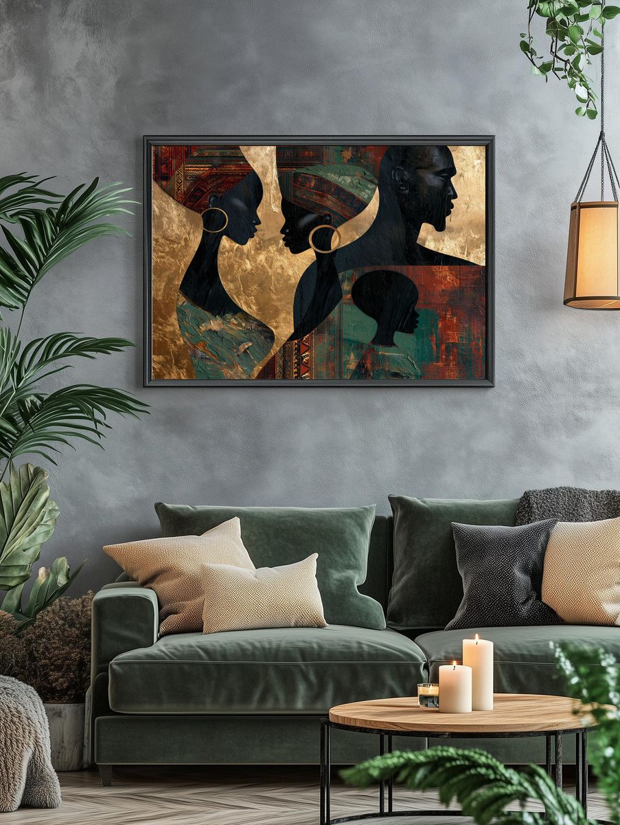 Afro Silhouettes Collage Poster. — room view 4