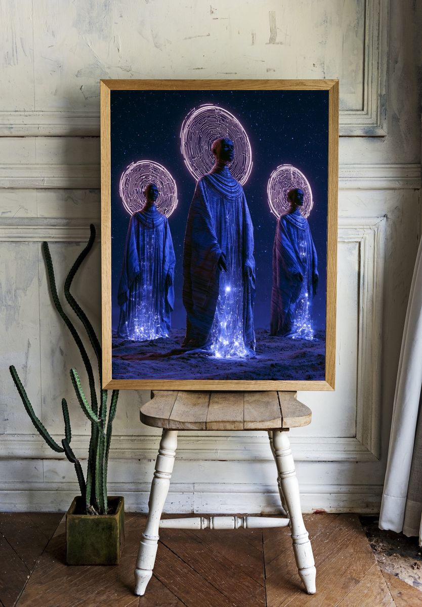 Celestial Figures Surrealism Print. — room view 1