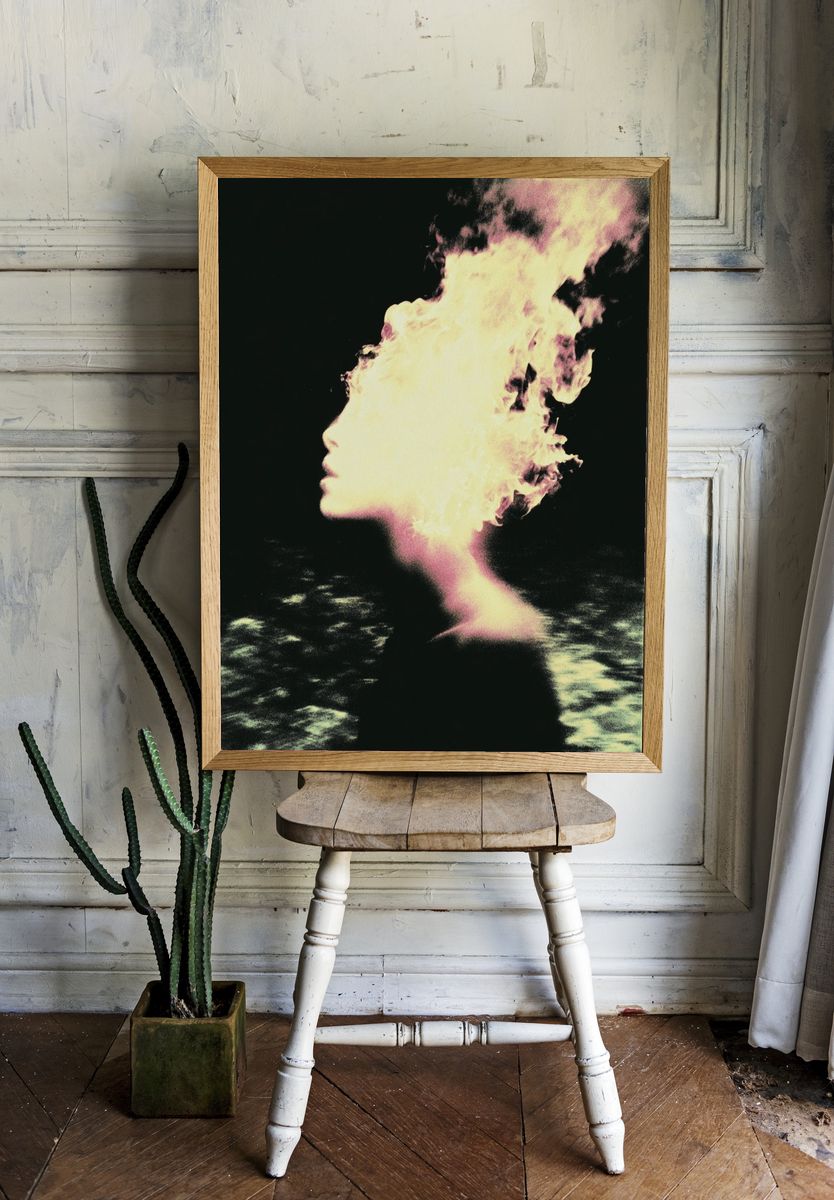 Dreaming Profile Surrealism Print. — room view 1