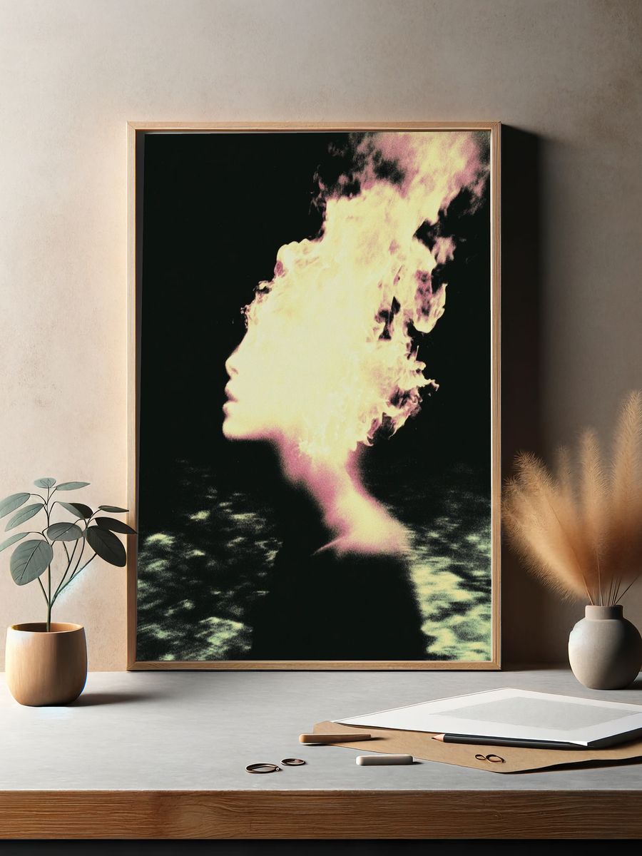 Dreaming Profile Surrealism Print. — room view 2