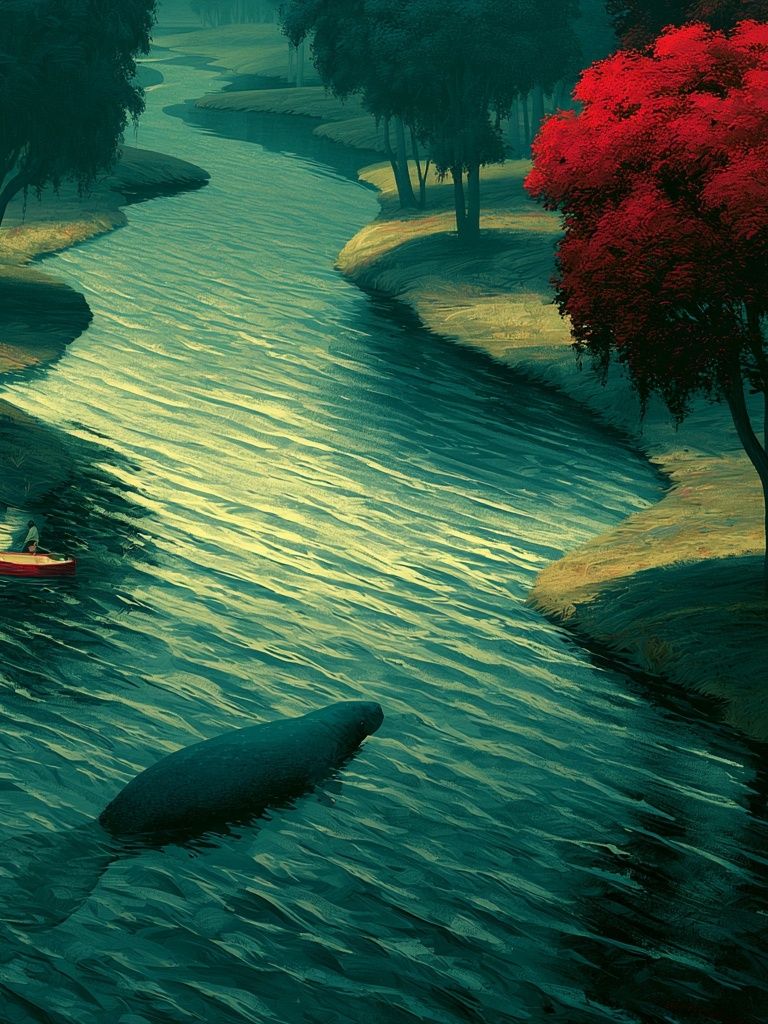 Dreamy River Landscape Print. poster detail