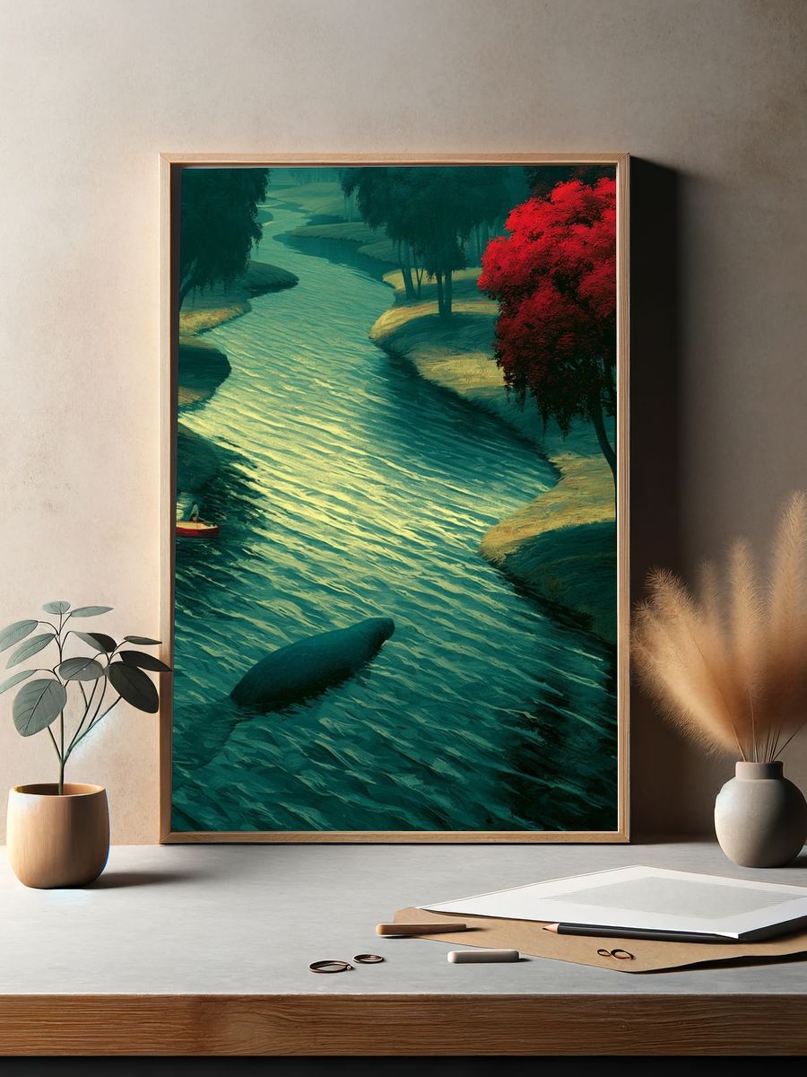 Dreamy River Landscape Print. — room view 2