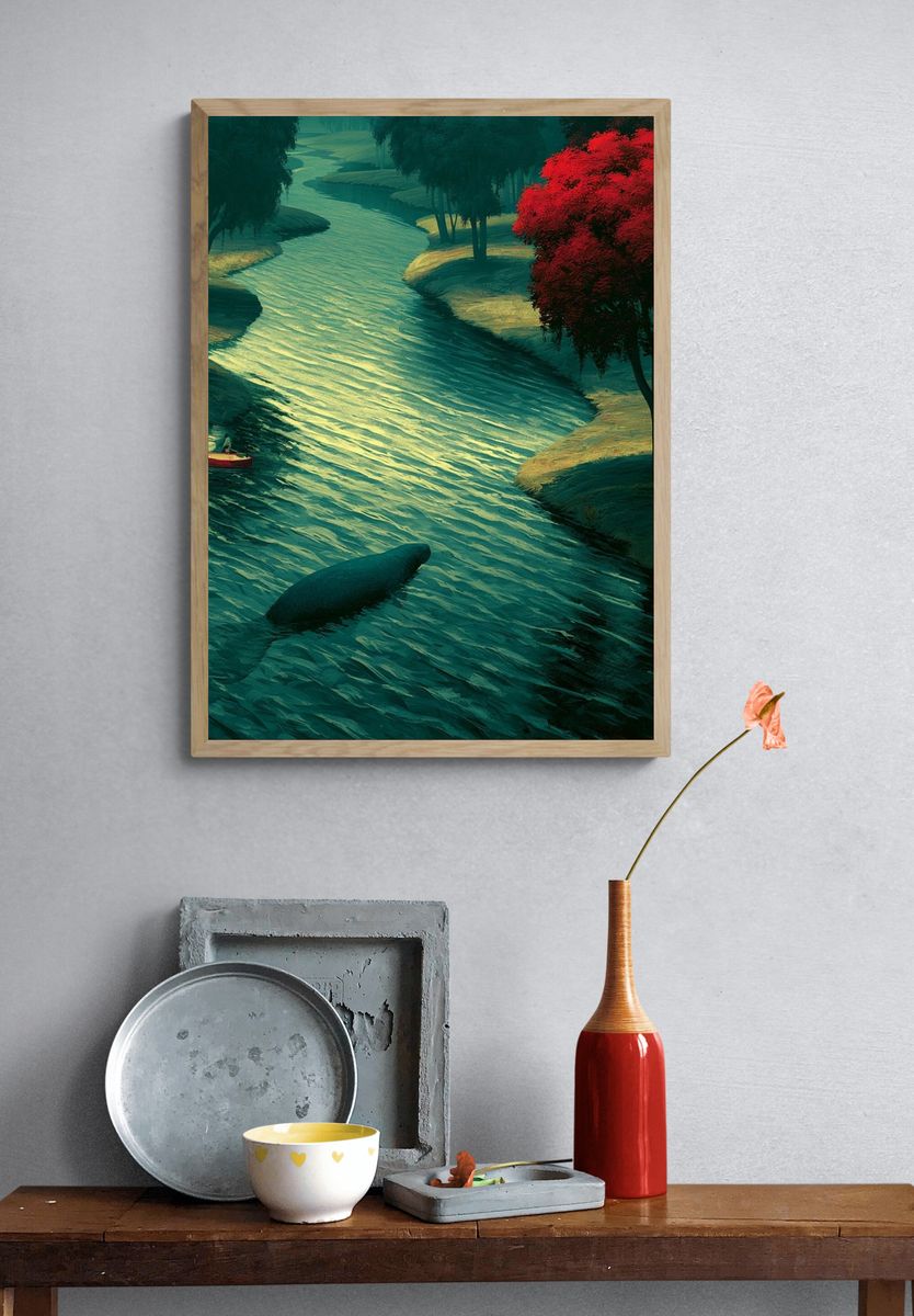 Dreamy River Landscape Print. — room view 3