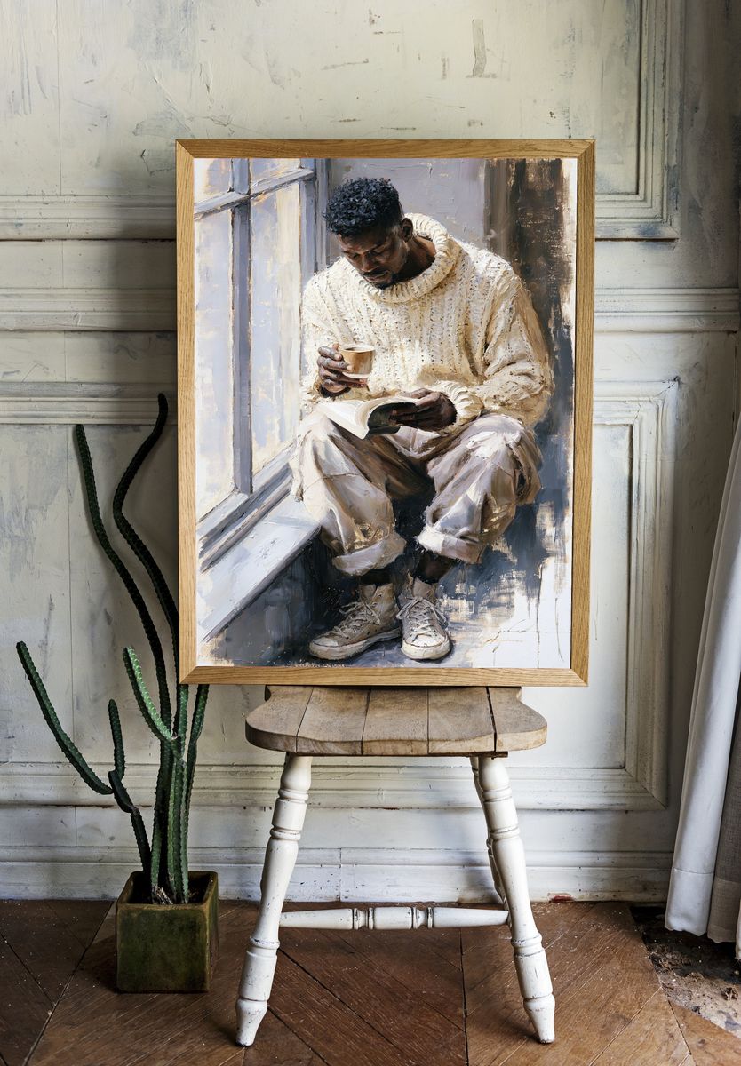 Quiet Reader Portrait Print. room preview