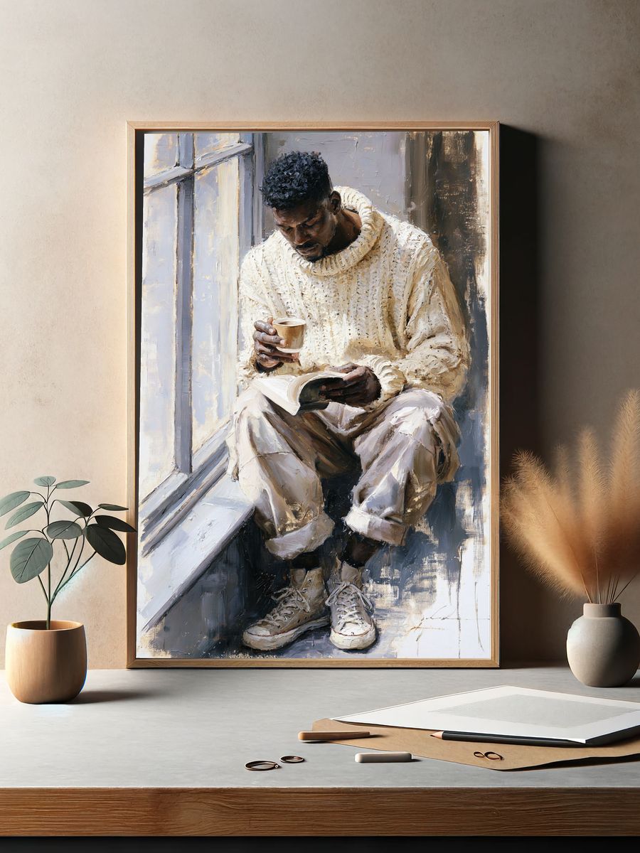 Quiet Reader Portrait Print. — room view 2