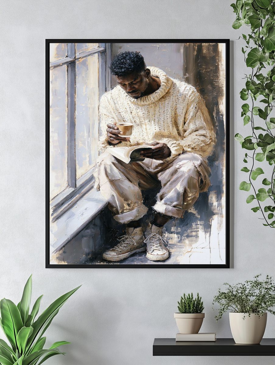 Quiet Reader Portrait Print. — room view 4