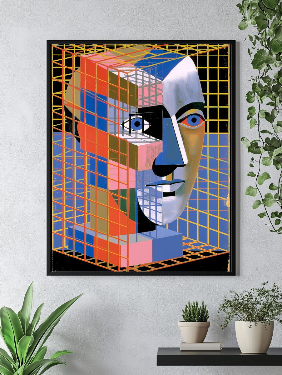 Cubist Face Geometry Poster. — room view 4
