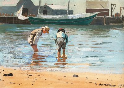 Boys Wading (1873) Winslow Homer. poster print