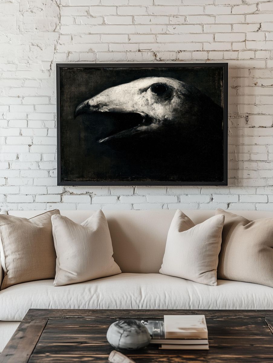 Raven Skull Dark Fine-Art Poster. — room view 1