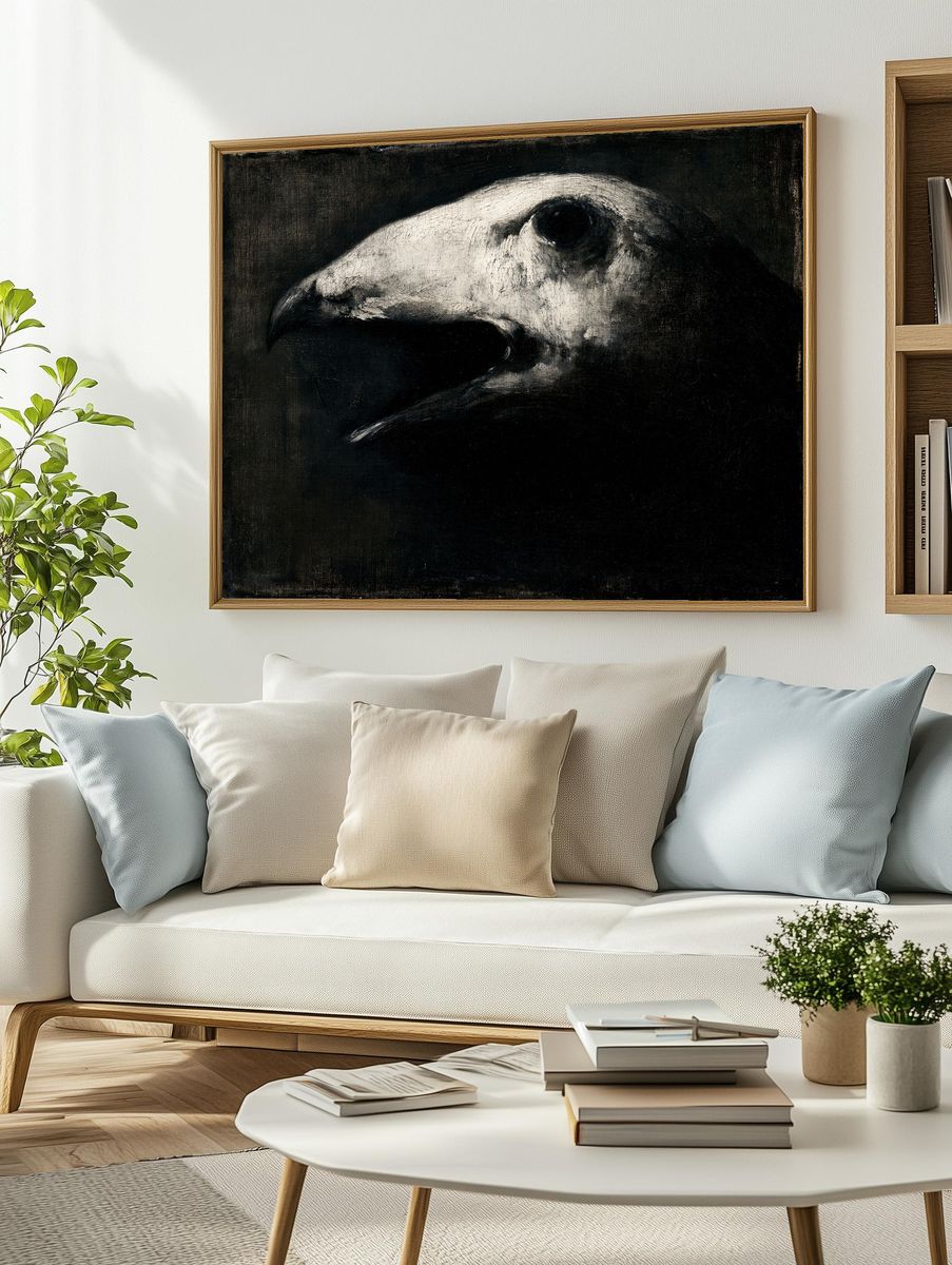 Raven Skull Dark Fine-Art Poster. — room view 2
