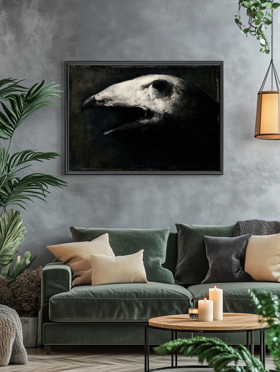 Raven Skull Dark Fine-Art Poster. — room view 4