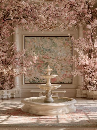 Blush Blossom Fountain Interior Print. poster