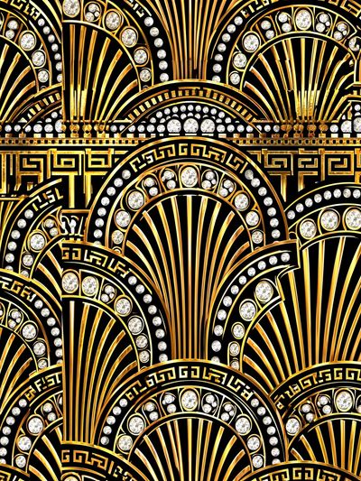 Art Deco Gold Fan Pattern Poster.