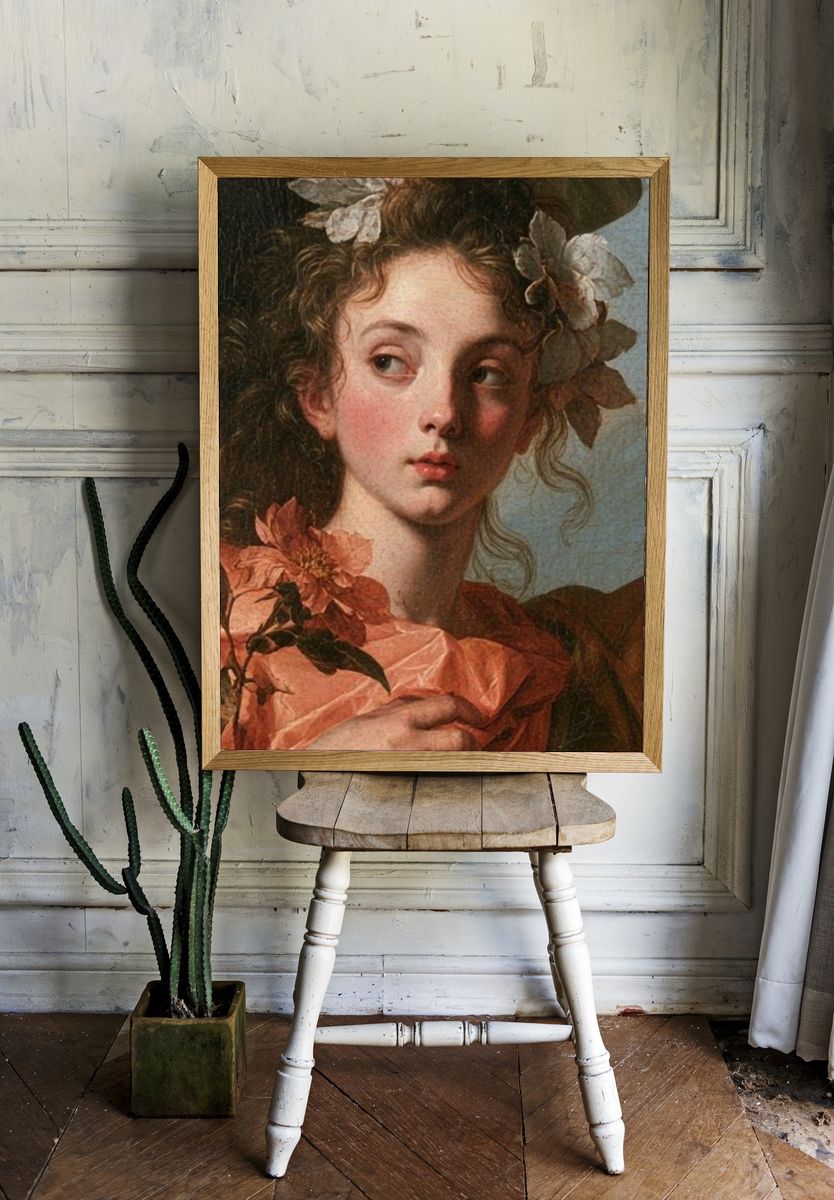 Floral Portrait Renaissance Print. room preview