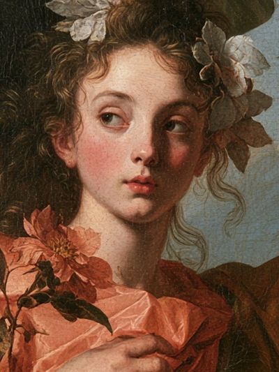 Floral Portrait Renaissance Print. poster