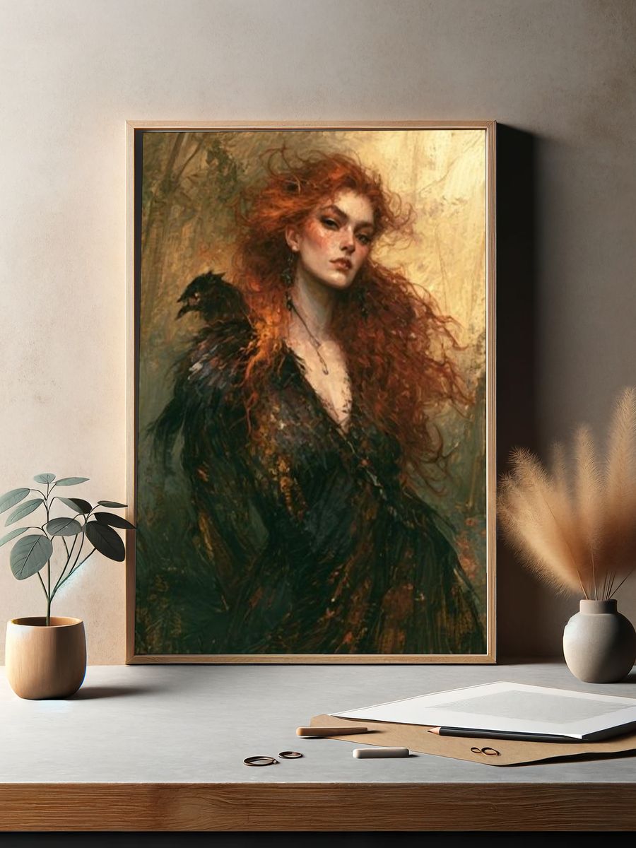 Red-Haired Woman Fine-Art Poster. — room view 2