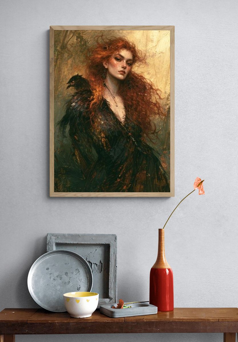 Red-Haired Woman Fine-Art Poster. — room view 3