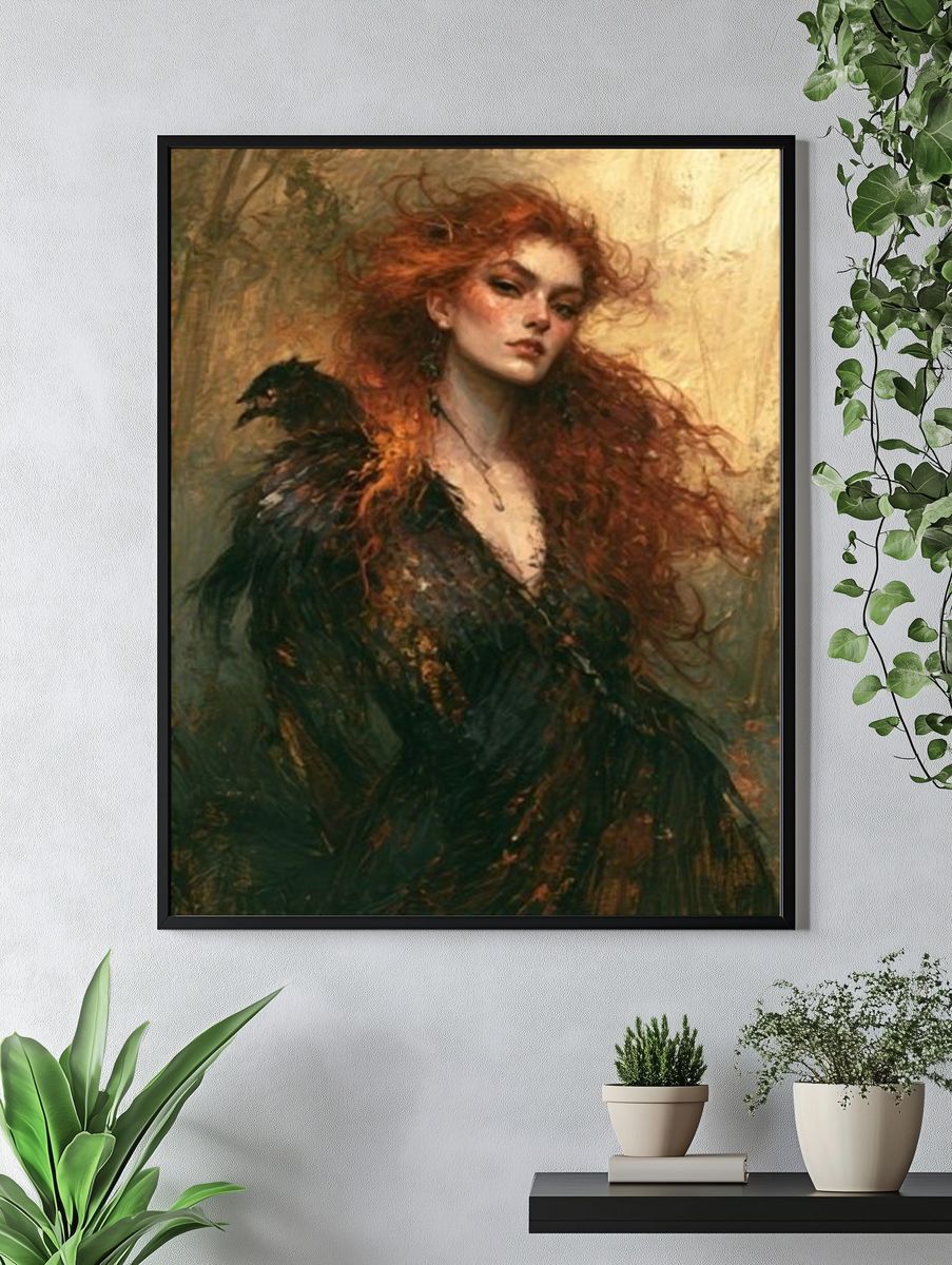 Red-Haired Woman Fine-Art Poster. — room view 4