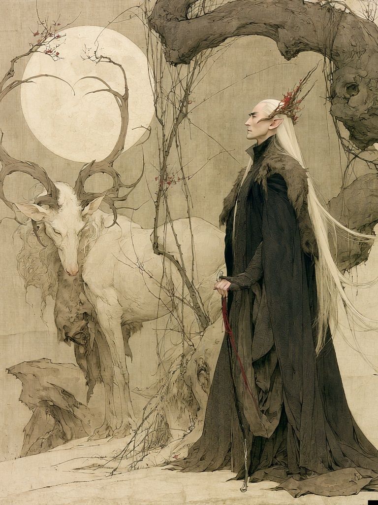 Elven Stag Fantasy Print. poster detail