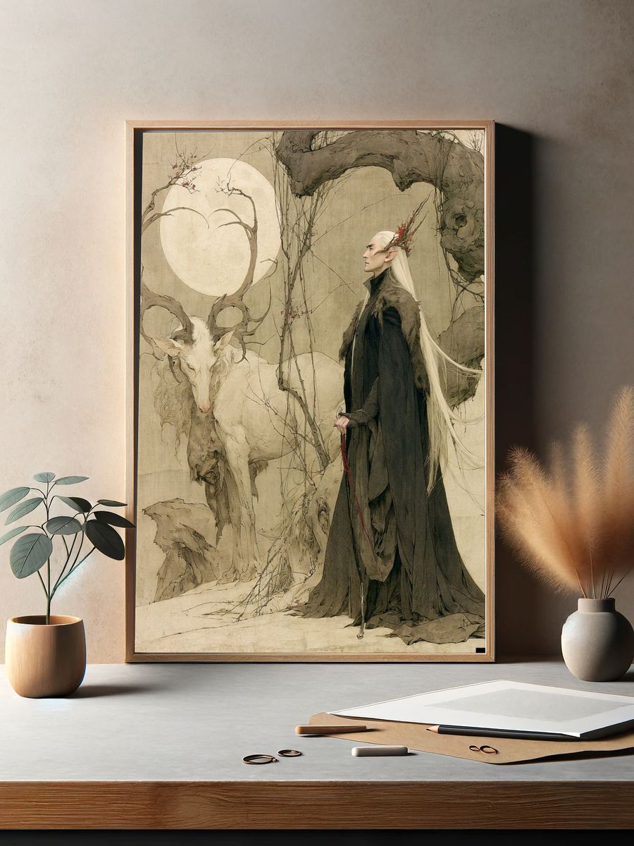 Elven Stag Fantasy Print. — room view 2