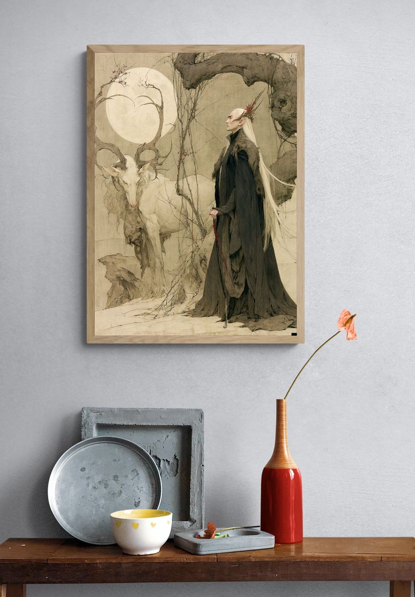 Elven Stag Fantasy Print. — room view 3