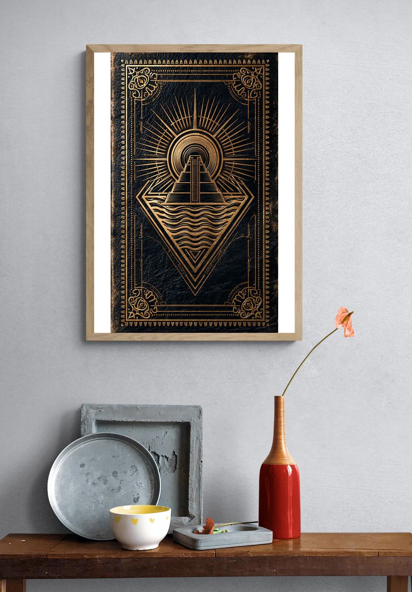 Art Deco Sunburst Pyramid Poster. — room view 3