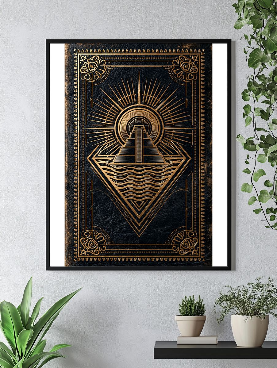 Art Deco Sunburst Pyramid Poster. — room view 4