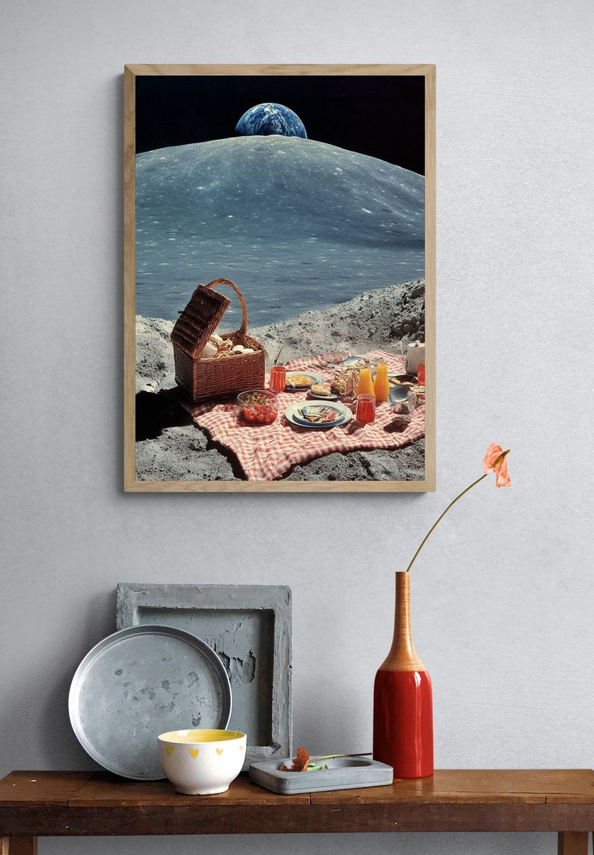 Lunar Picnic Surrealism Print. — room view 3