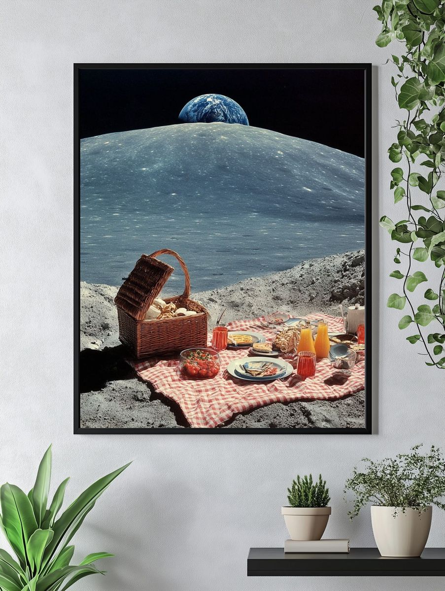 Lunar Picnic Surrealism Print. — room view 4