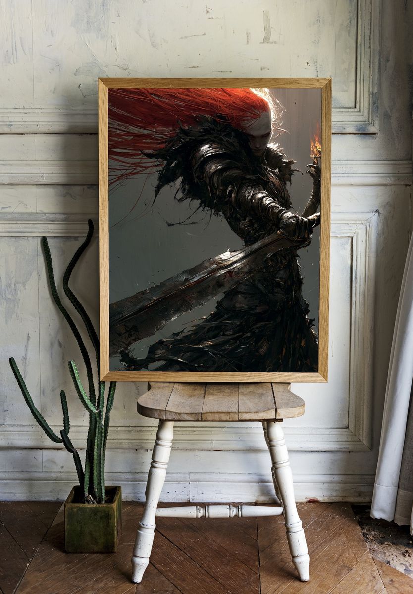 Crimson Warrior Fine-Art Print. room preview