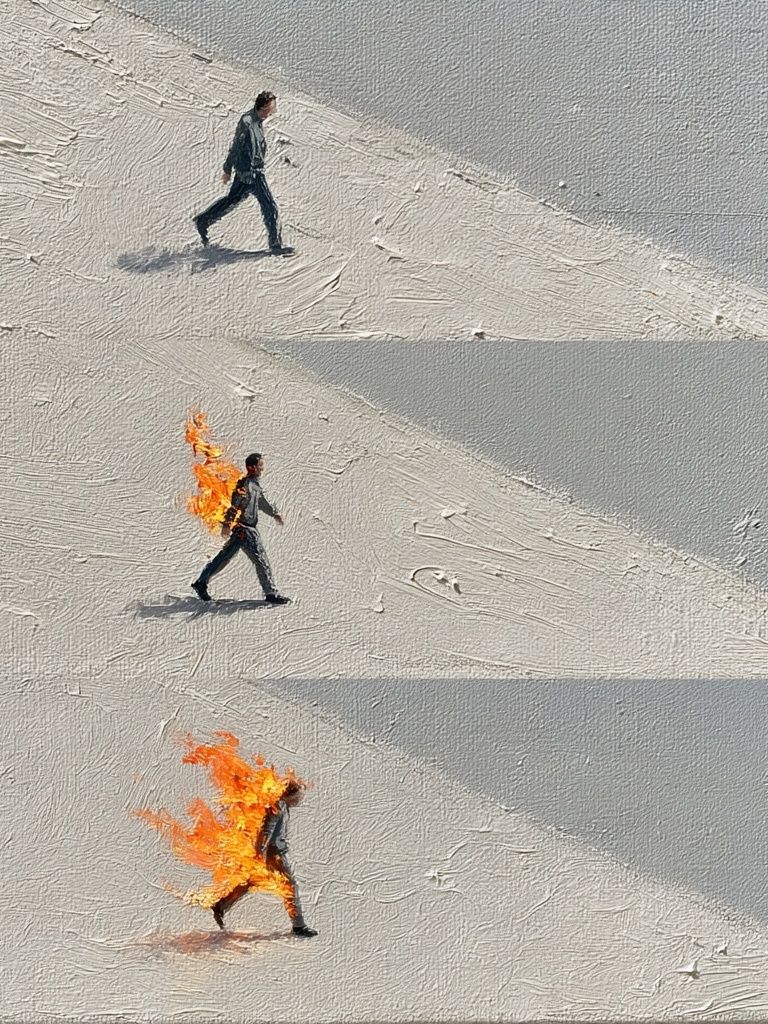Burning Walk Surrealism Print. poster detail