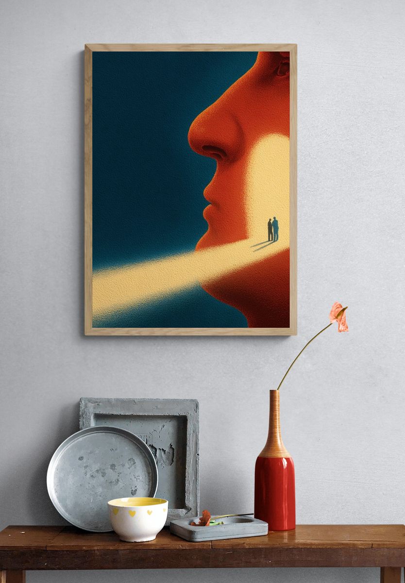 Surreal Face Portal Print. — room view 3
