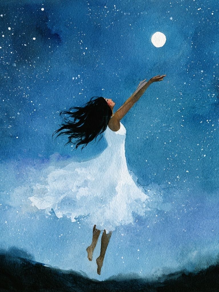 Moonlit Dancer Watercolor Print. poster detail