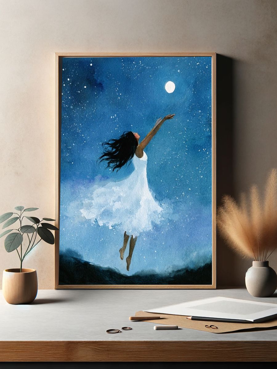Moonlit Dancer Watercolor Print. — room view 2