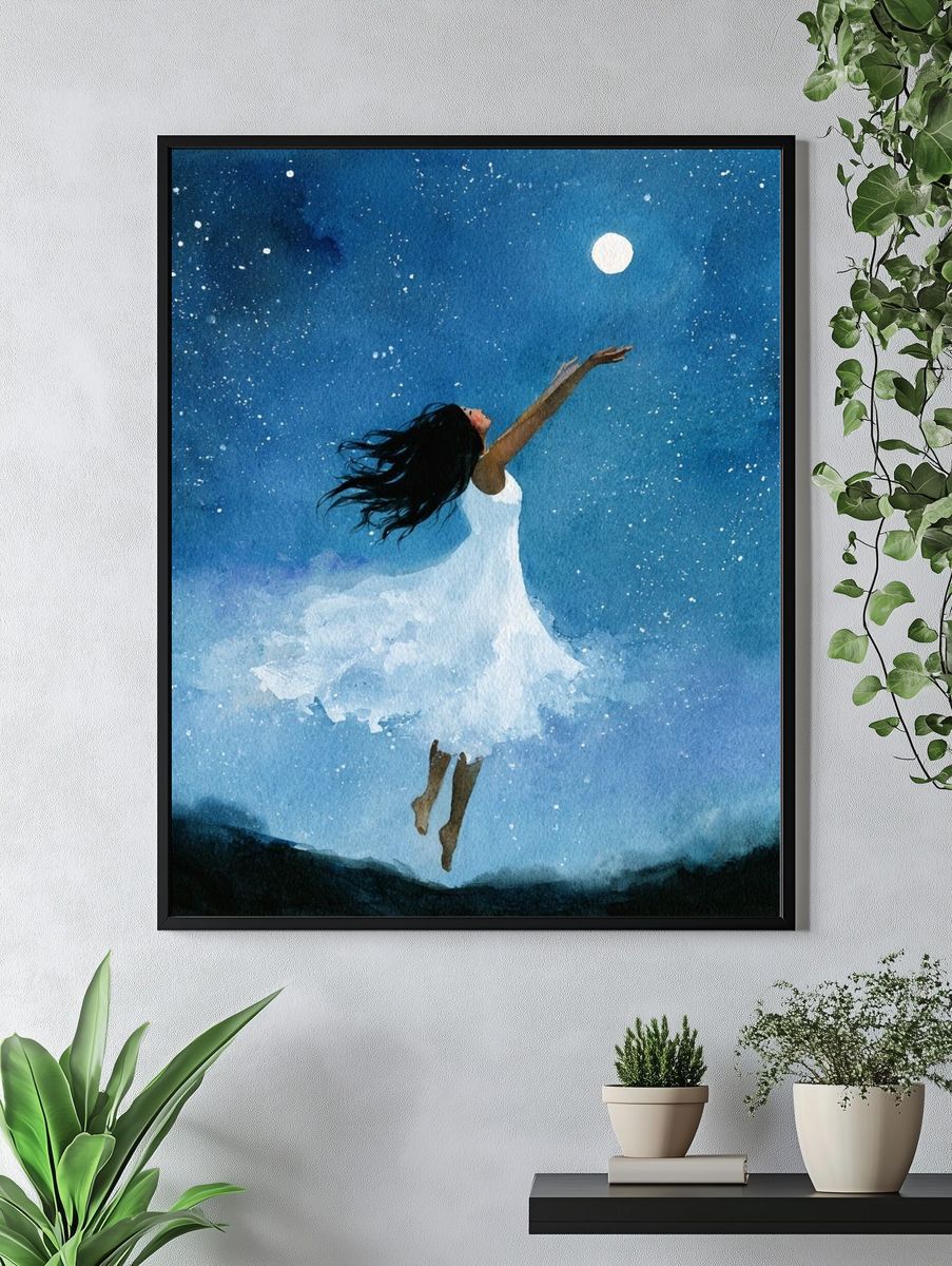 Moonlit Dancer Watercolor Print. — room view 4