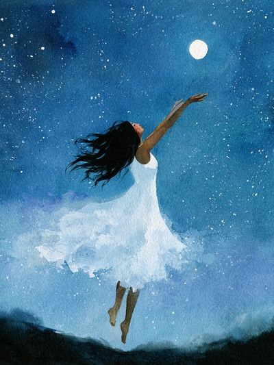 Moonlit Dancer Watercolor Print.