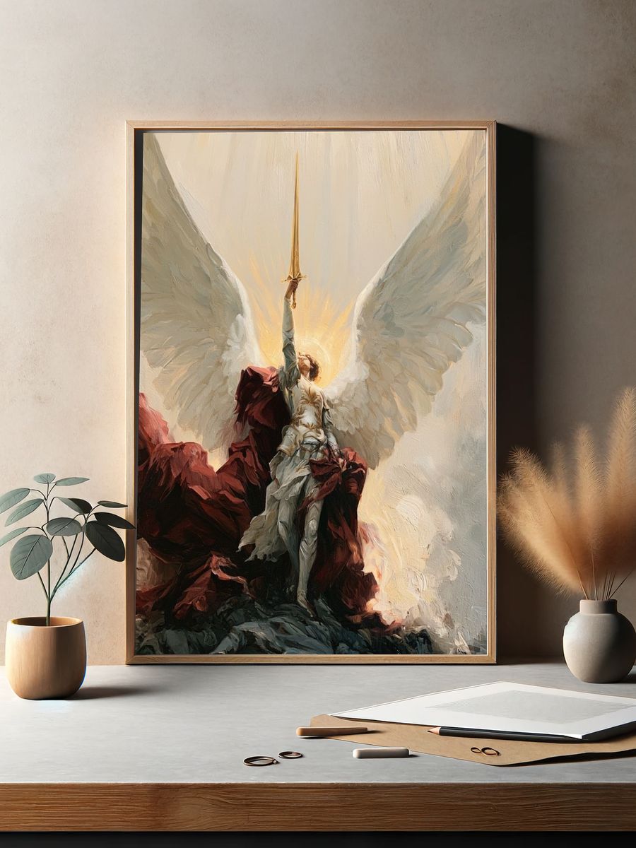Winged Warrior Fantasy Print. — room view 2